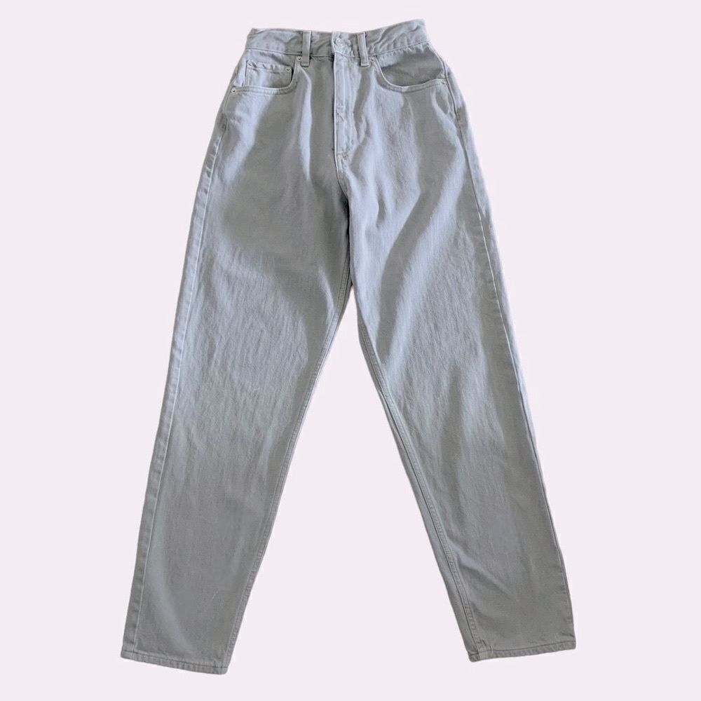 ASOS Hi Waisted Tapered Leg Jeans Light Gray